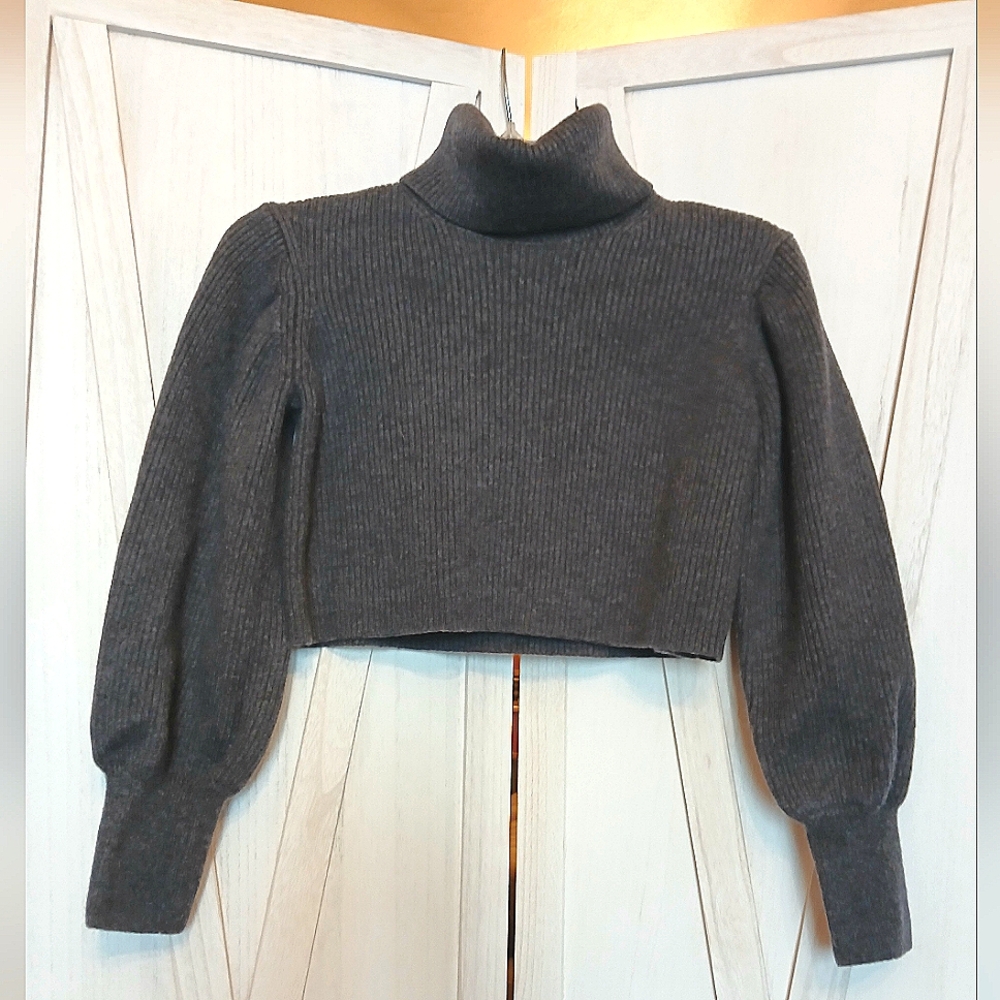 Wilfred Gray Cropped Turtleneck Sweater - M